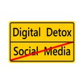 Digital detox yellow sticker for people who want to spend time away from technology.No social media.Vector illustration